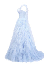 Light Blue All Ruffled Up Evening Simple Dress