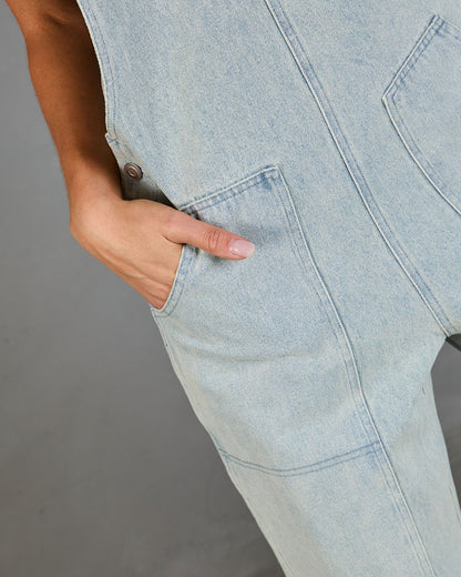 Cloudette Wide Leg Denim Overalls