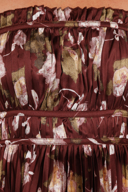 Angelique Strapless Maxi Dress Brown Floral