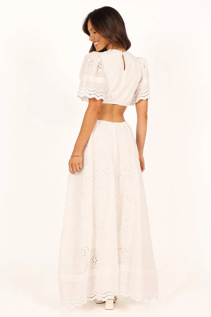 Merletto Cut Out Maxi Dress White