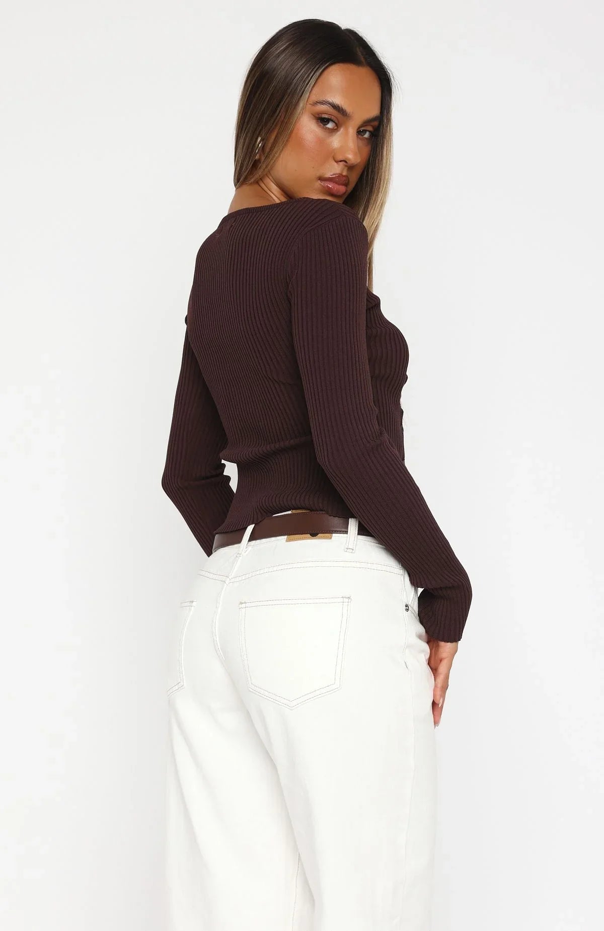 Notice Me Long Sleeve Top Chocolate