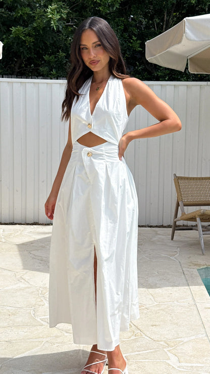 Wesley Halter Neck Maxi Dress White