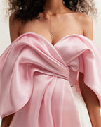 Pink organza off shoulder blouse with meringue flounces Xo Xo