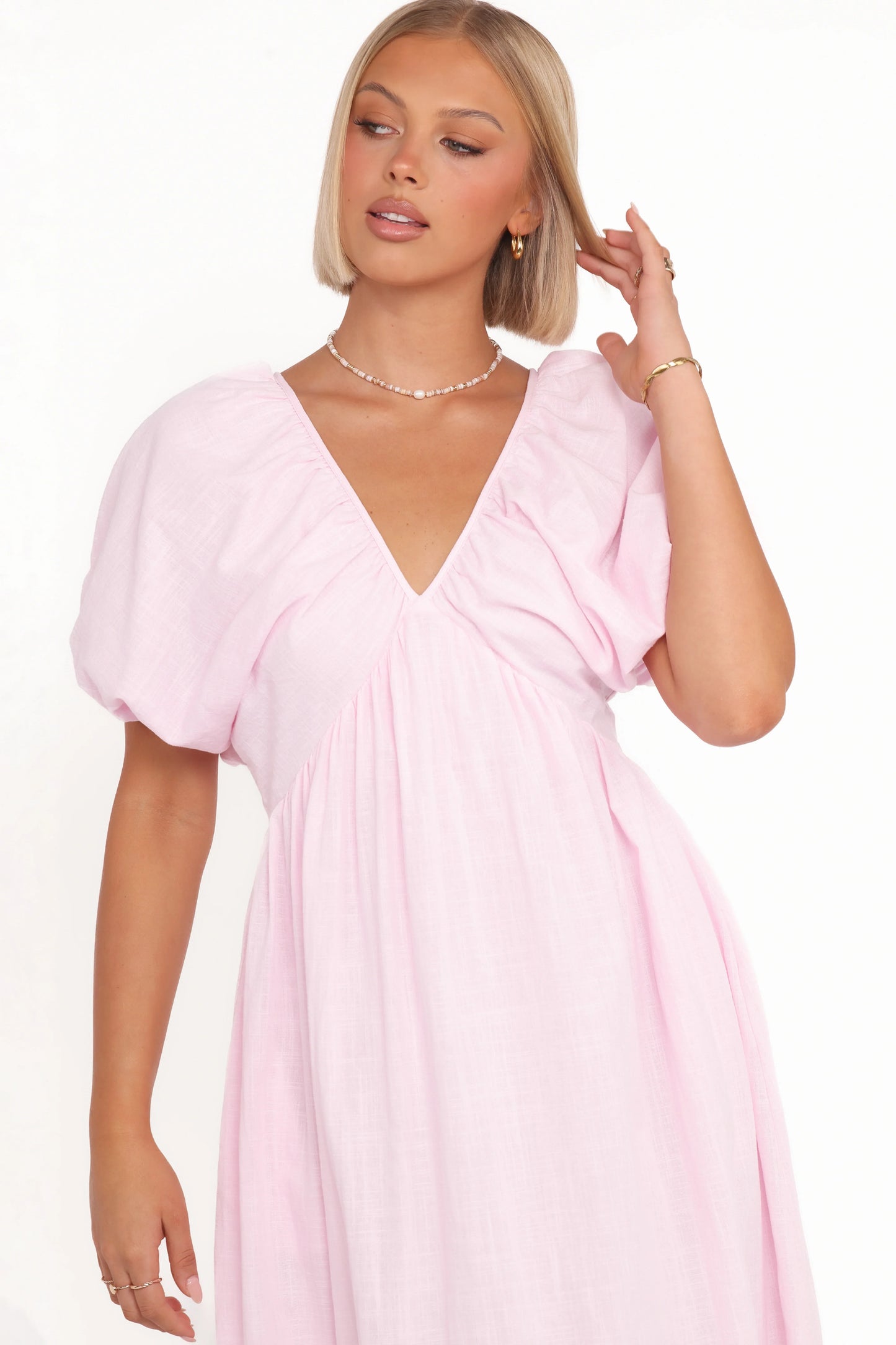 Sullivan Puff Sleeve Maxi Dress Pink