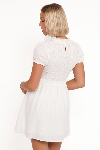Emari Puff Sleeve Mini Dress White