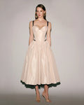 Nude Corset Midi Dress with Contrast Details