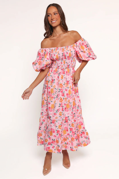 Soliel Midi Dress Pink Floral