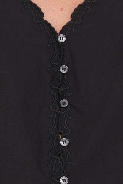 Lori Lace Trim Top Black