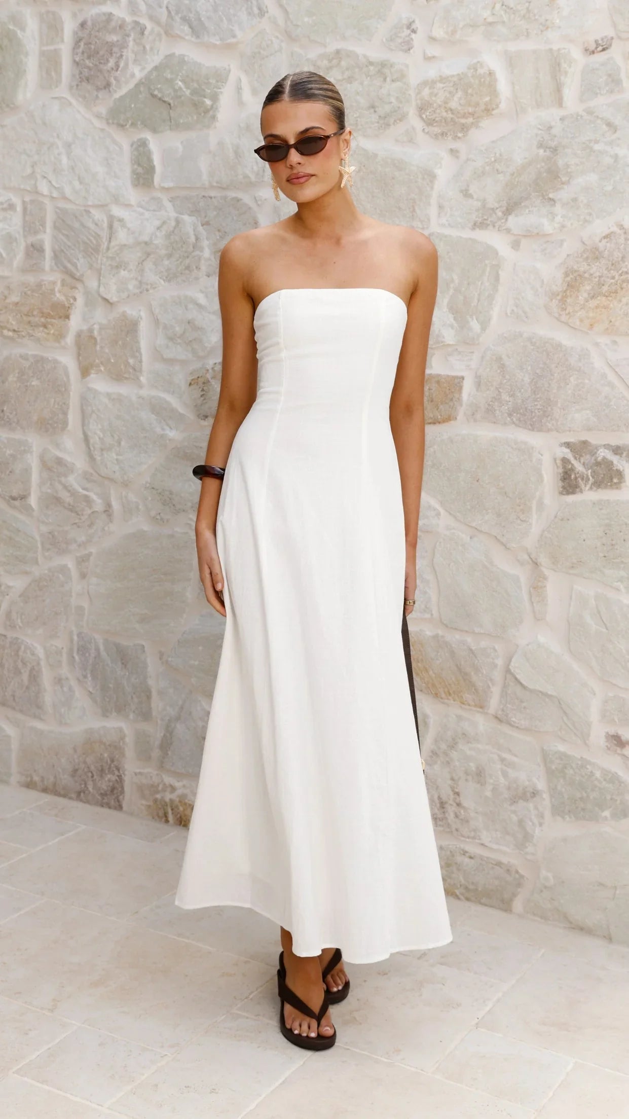 Astrid Strapless Maxi Dress White