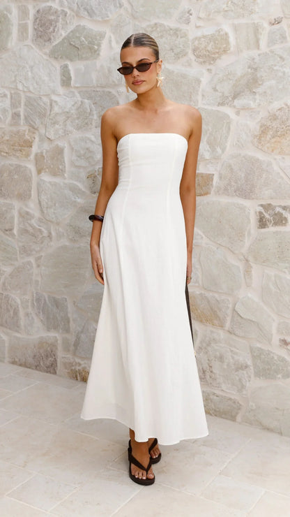 Astrid Strapless Maxi Dress White