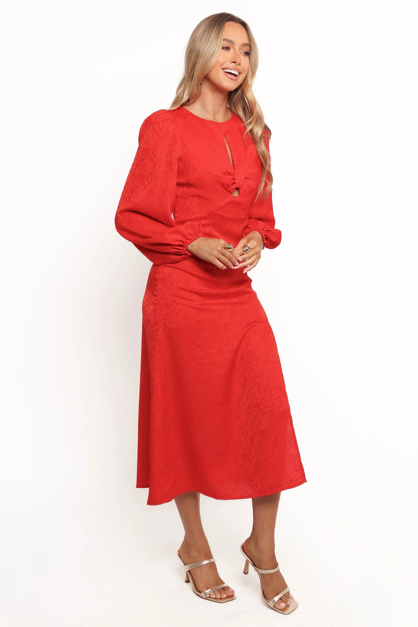 Laine Long Sleeve Midi Dress Red