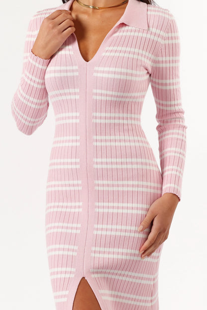Eliana Long Sleeve Midi Dress Pink