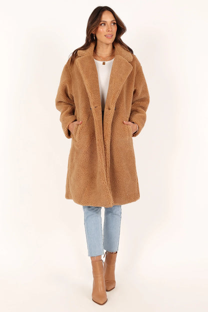 Beatrice Faux Fur Coat Camel