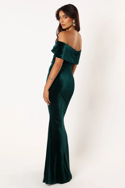 Adair Off Shoulder Maxi Dress Emerald Green
