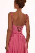 Classy pink pleated maxi dress