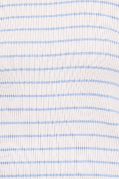 Stacie Ribbed Knit Top Light Blue Stripe