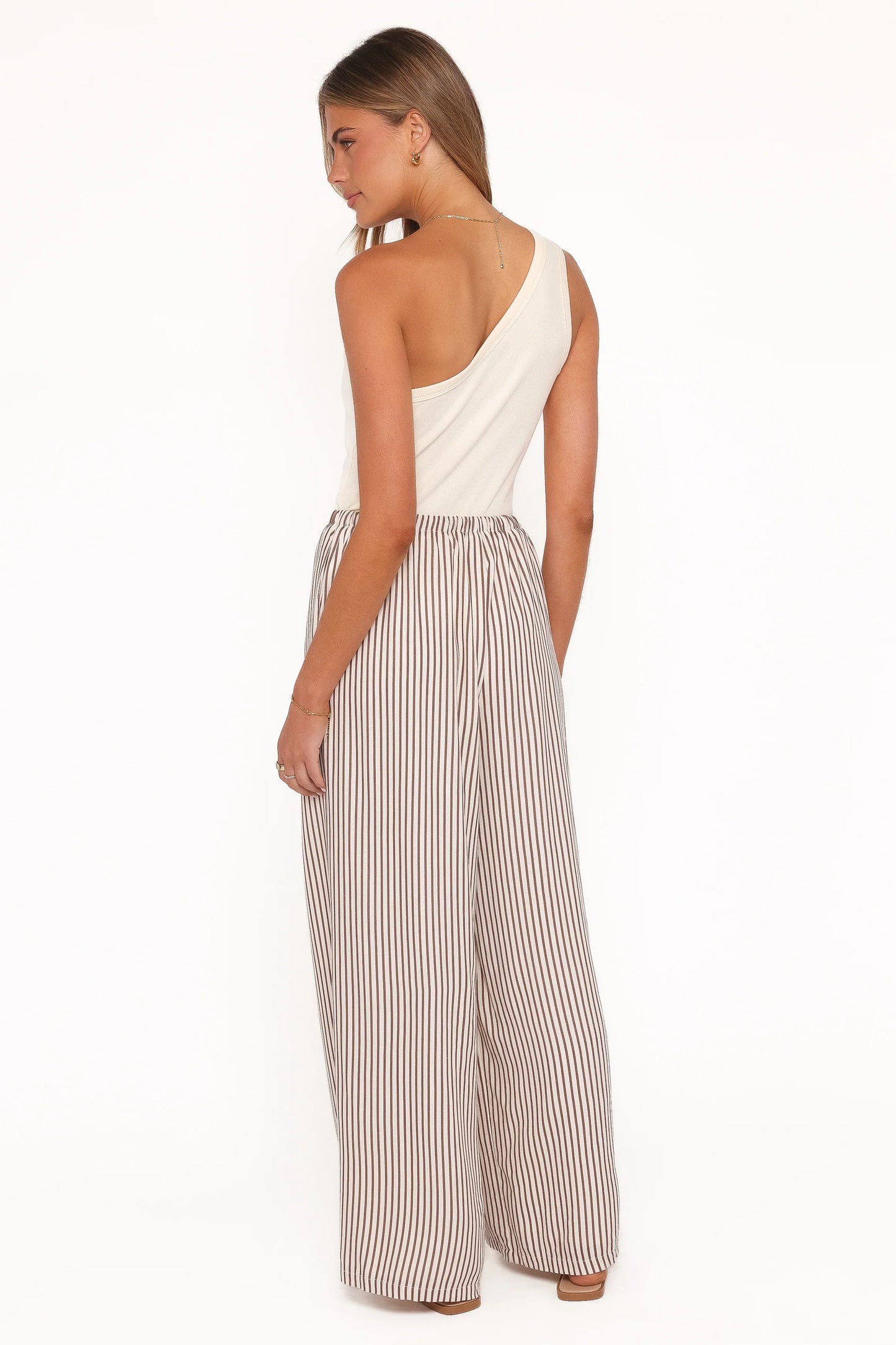Elowen Wide Leg Pants Brown Stripe