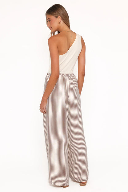 Elowen Wide Leg Pants Brown Stripe