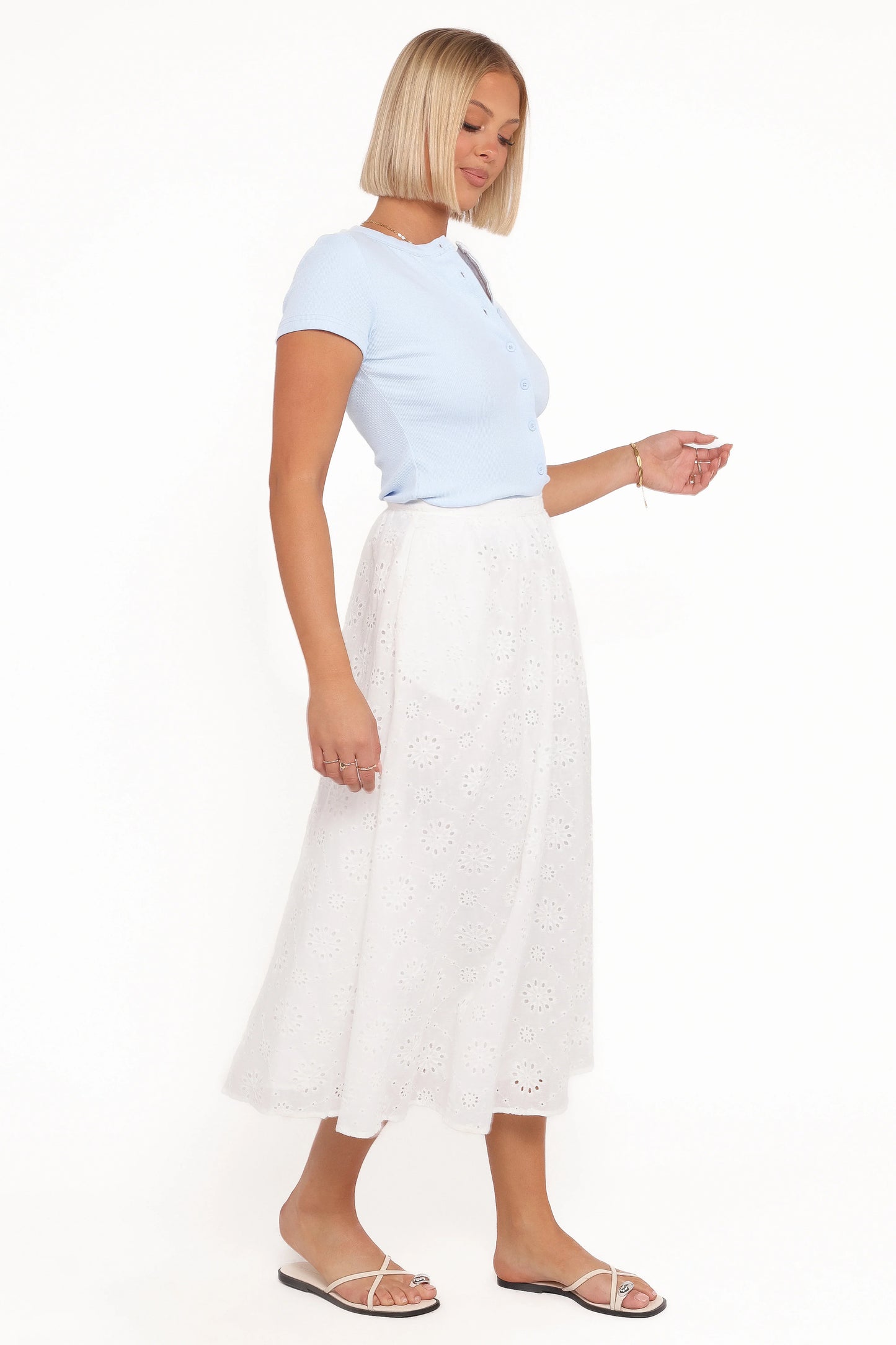Sinead Eyelet Maxi Skirt White