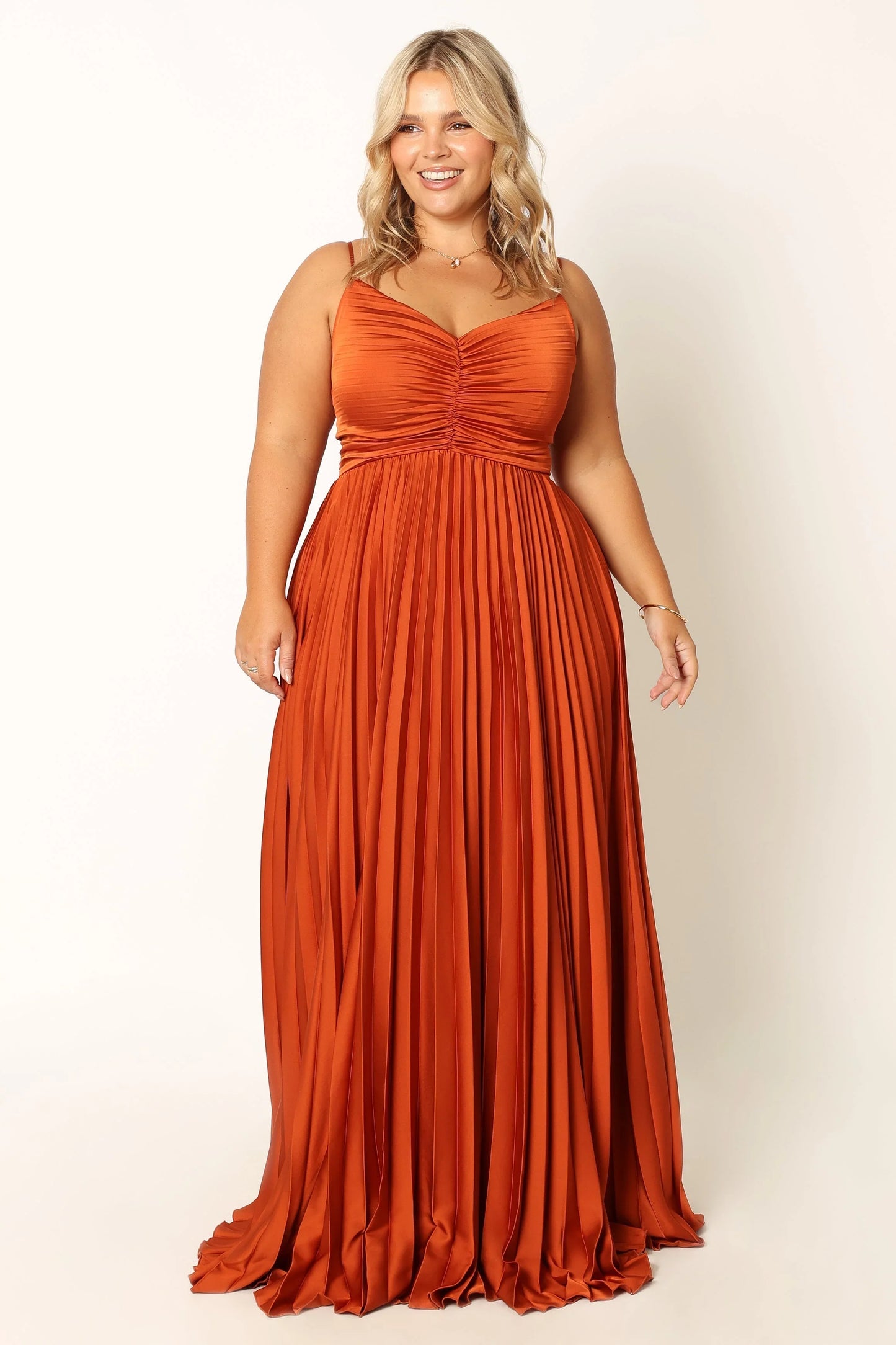 Naira Pleated Maxi Dress Sunset Orange
