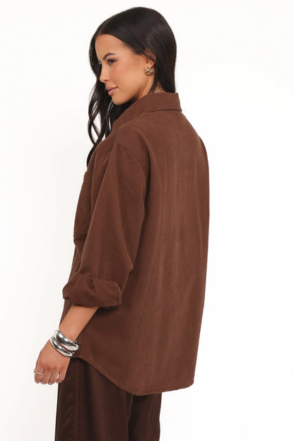 Toto Denim Shacket Chocolate Brown