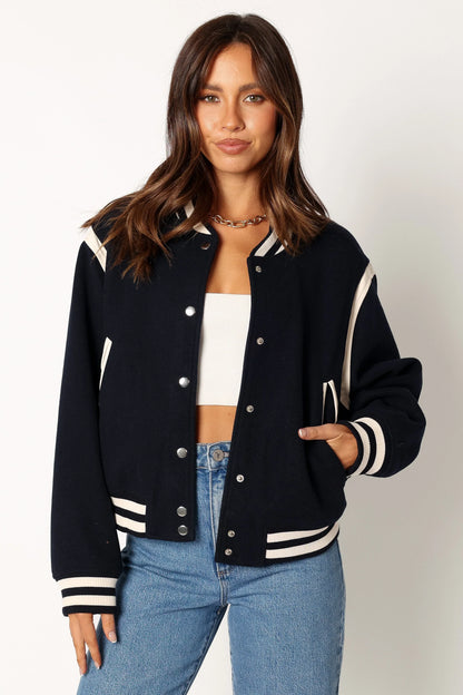 Fallon Collegiate Bomber Jacket Dark Indigo