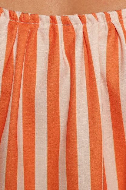 Lumina Maxi Dress Orange Beige Stripe