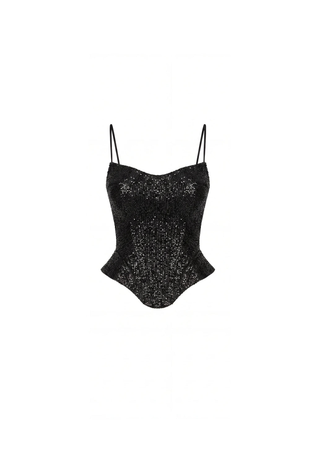 Black satin corset with lace