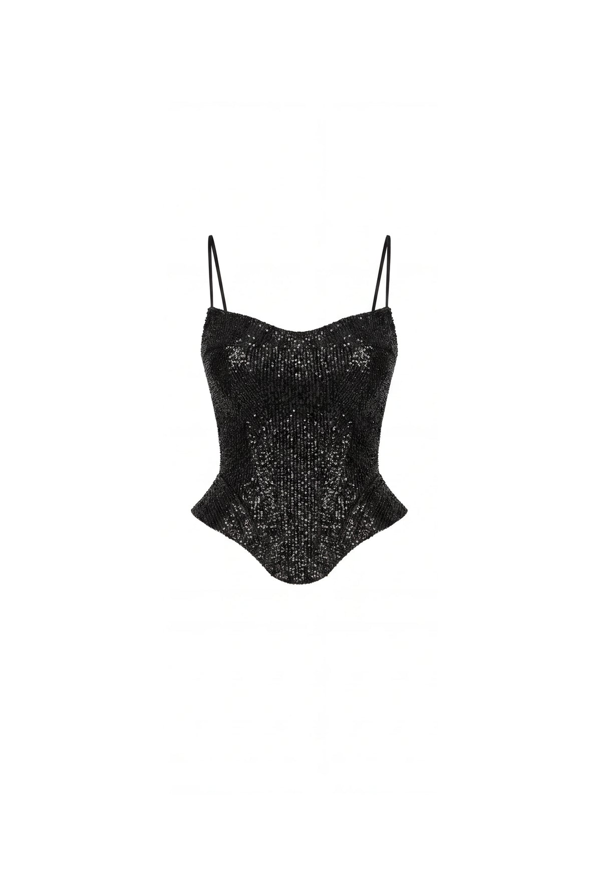 Black satin corset with lace
