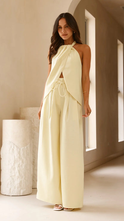 Melinda High Waist Pants Soft Yellow