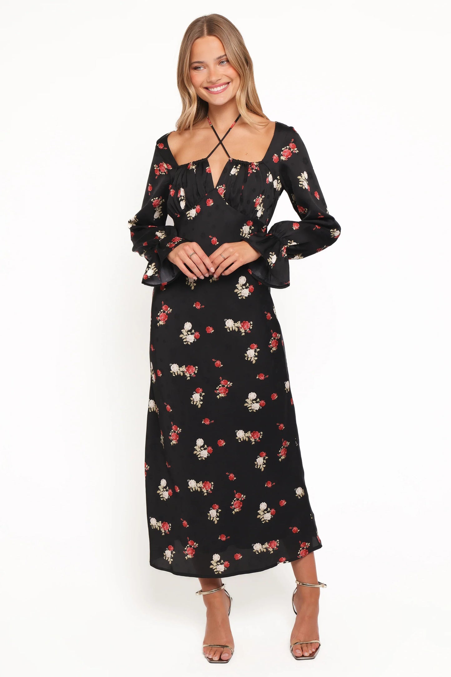 Pauline Long Sleeve Maxi Dress Black Floral