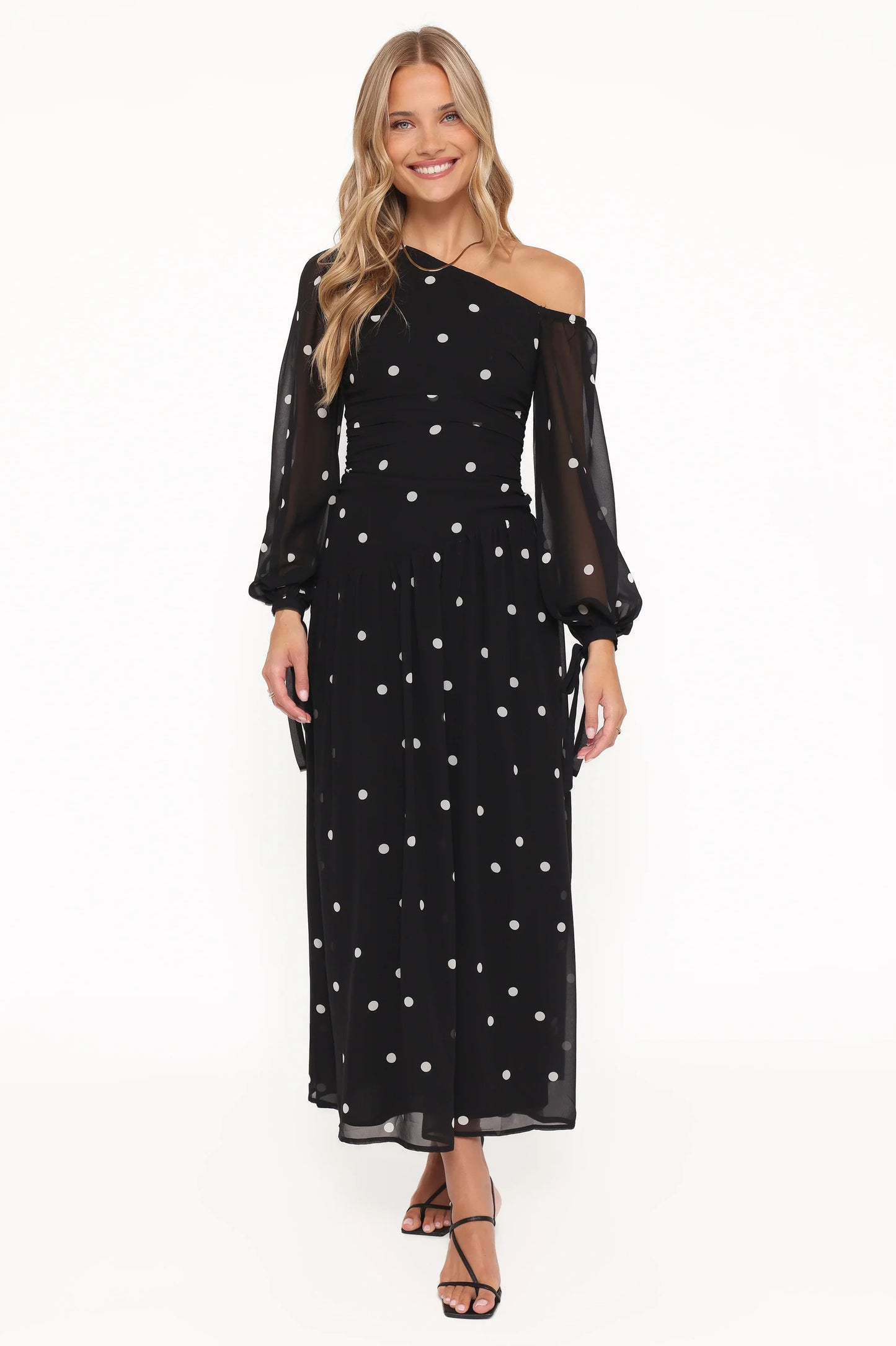 Levine Maxi Dress Black Polka Dot