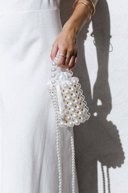 Eleanor Beaded Bag Pearl