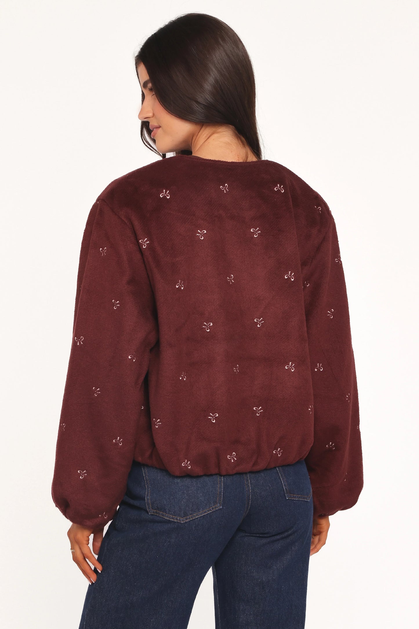Marla Cropped Bomber Cherry