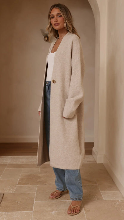 Romy Longline Cardigan Oat