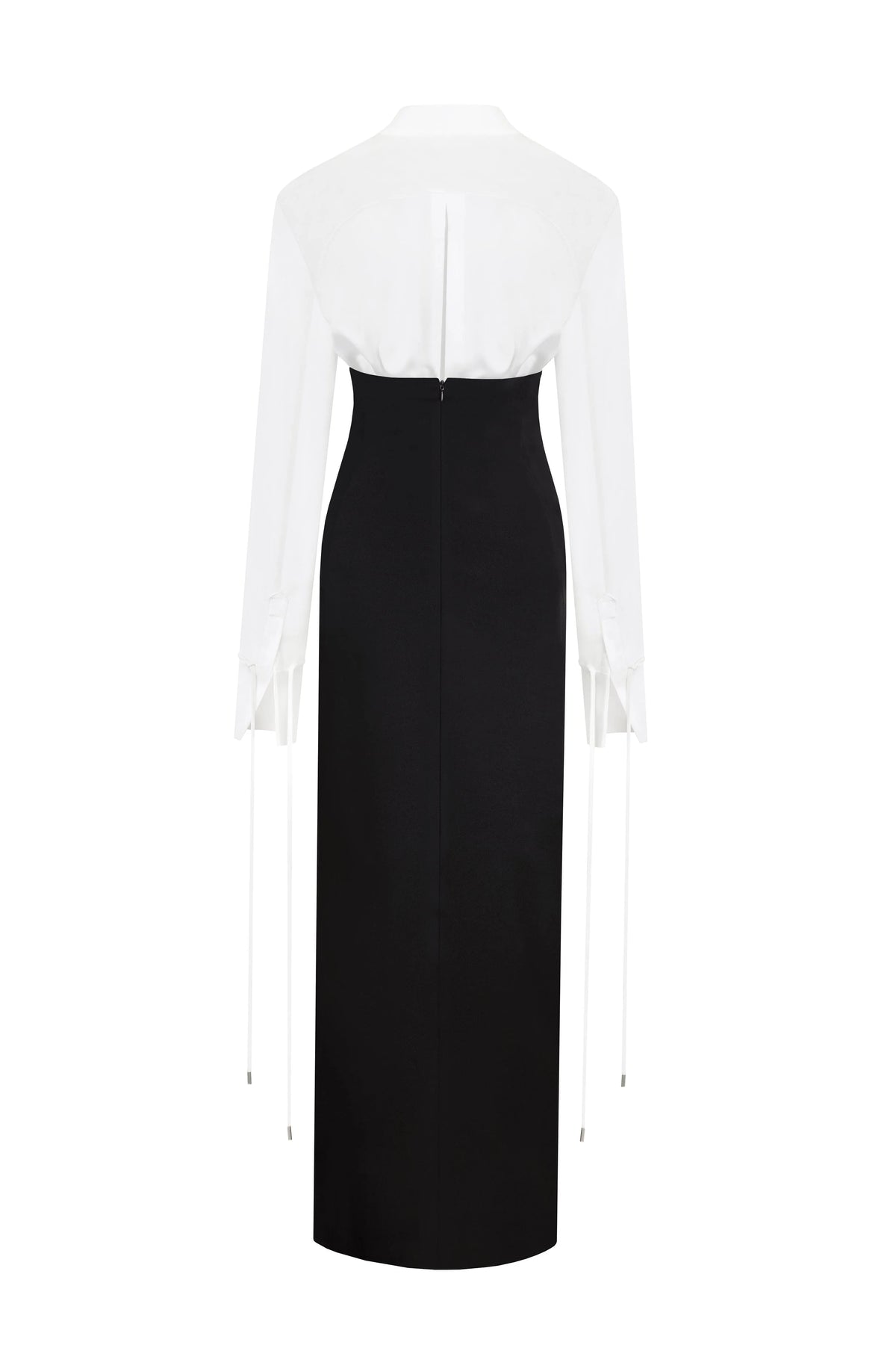 Elegant 3 piece set with white silk blouse white mini skirt and black crepe maxi skirt Xo Xo