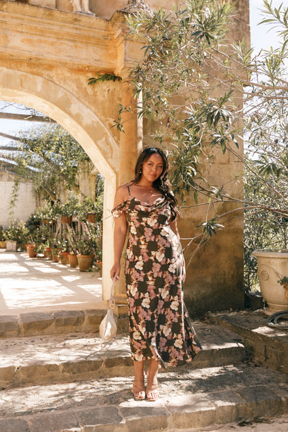 Kamryn Midi Dress Olive Floral