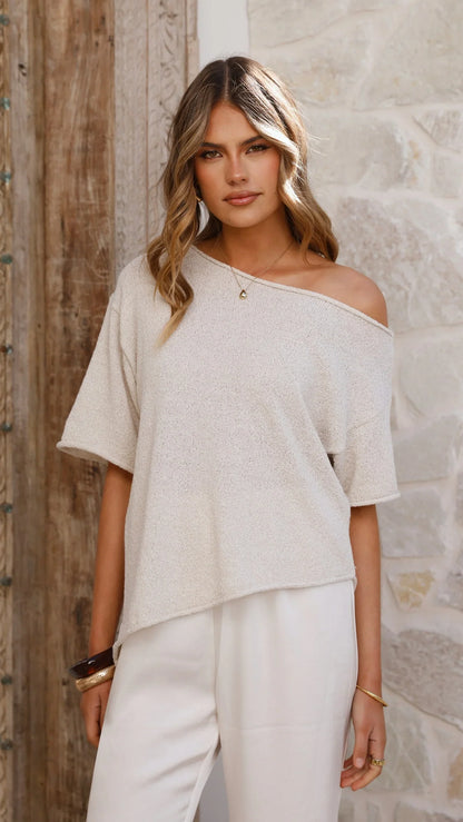 Blair Off Shoulder Tee Oatmeal