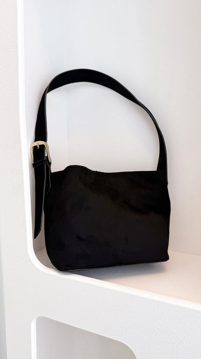 Freya Shoulder Bag Black Suede