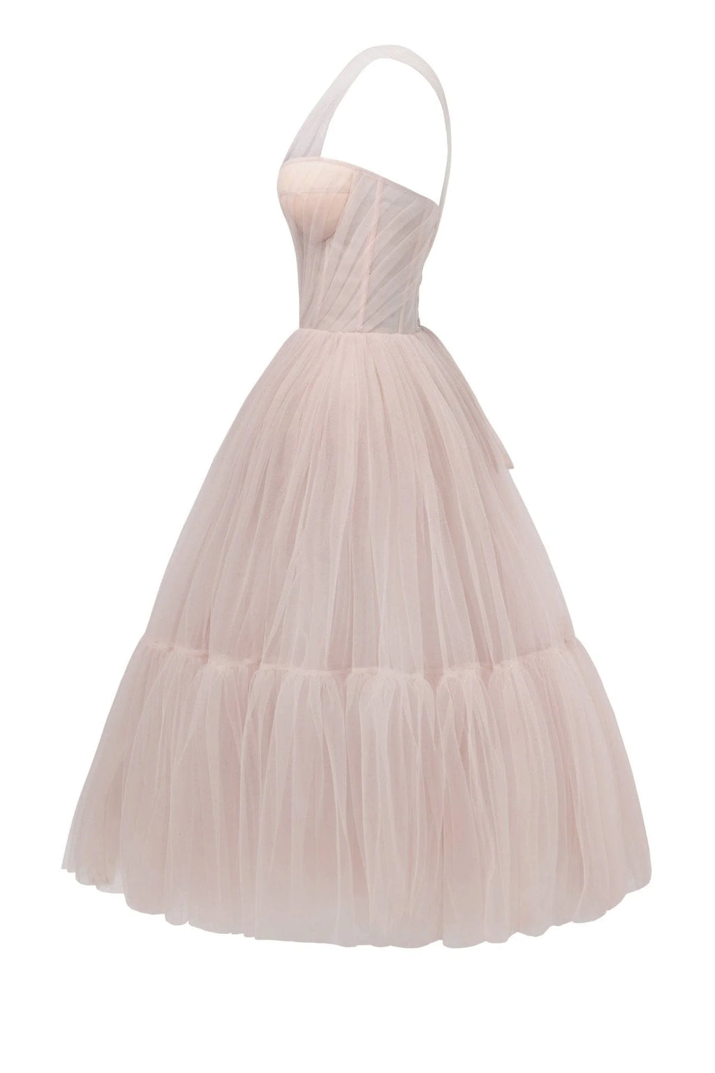Misty Rose One Shoulder Cocktail Tulle Dress