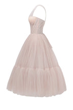 Misty Rose One Shoulder Cocktail Tulle Dress