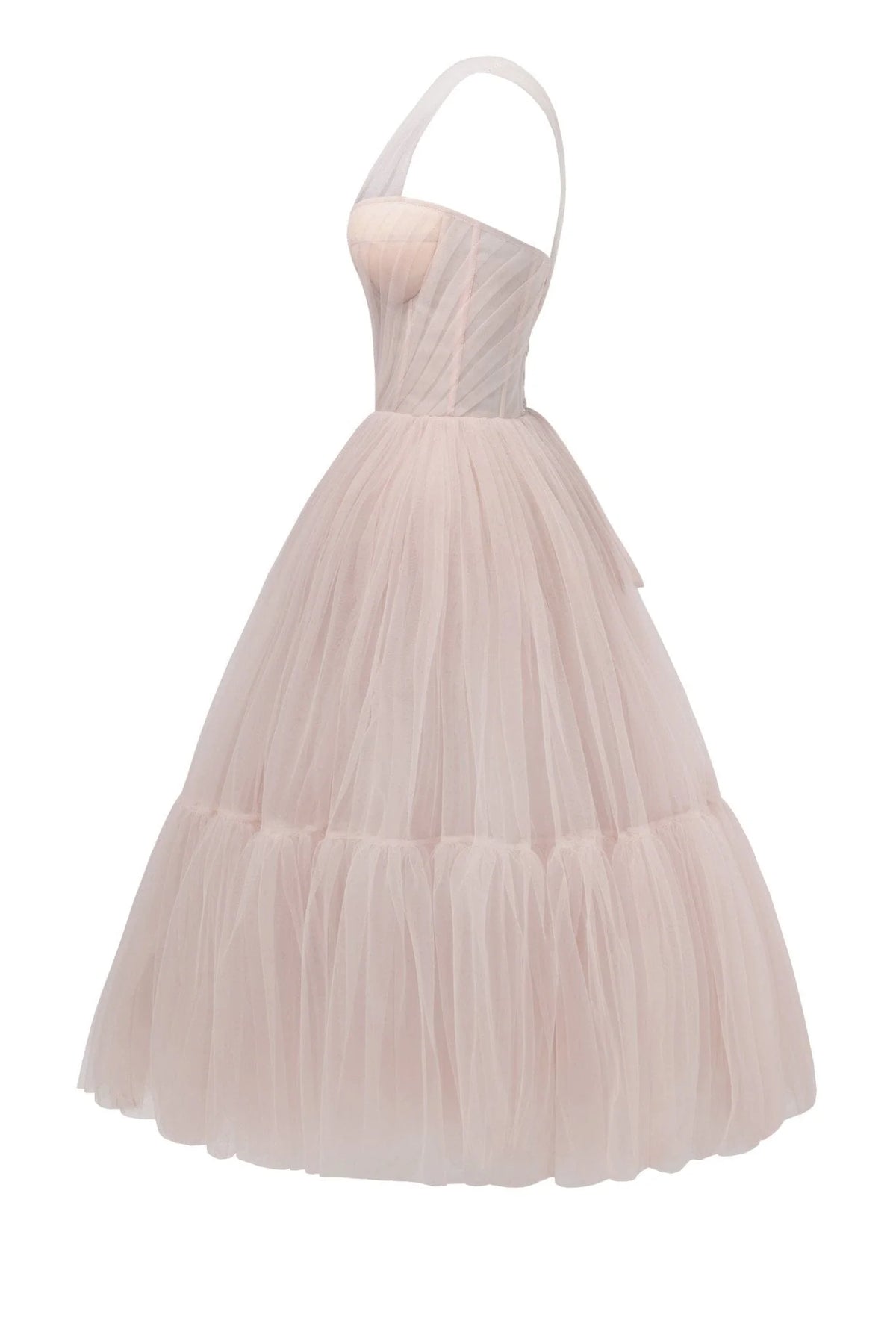 Misty Rose One Shoulder Cocktail Tulle Dress