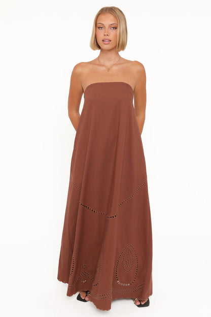 Como Strapless Maxi Dress Brown