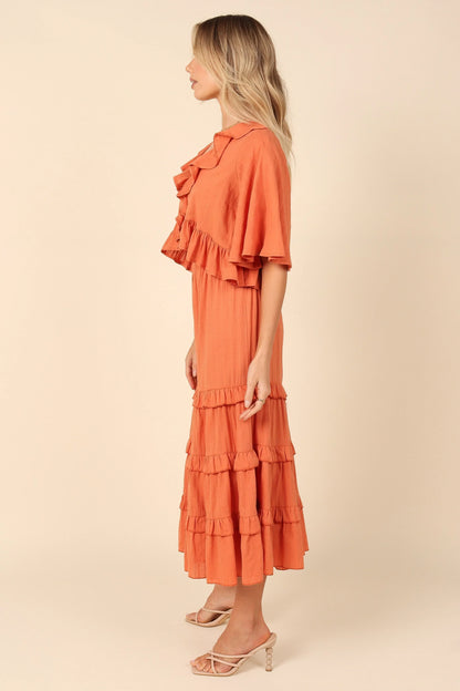 Sheridan Cropped Ruffle Top Rust