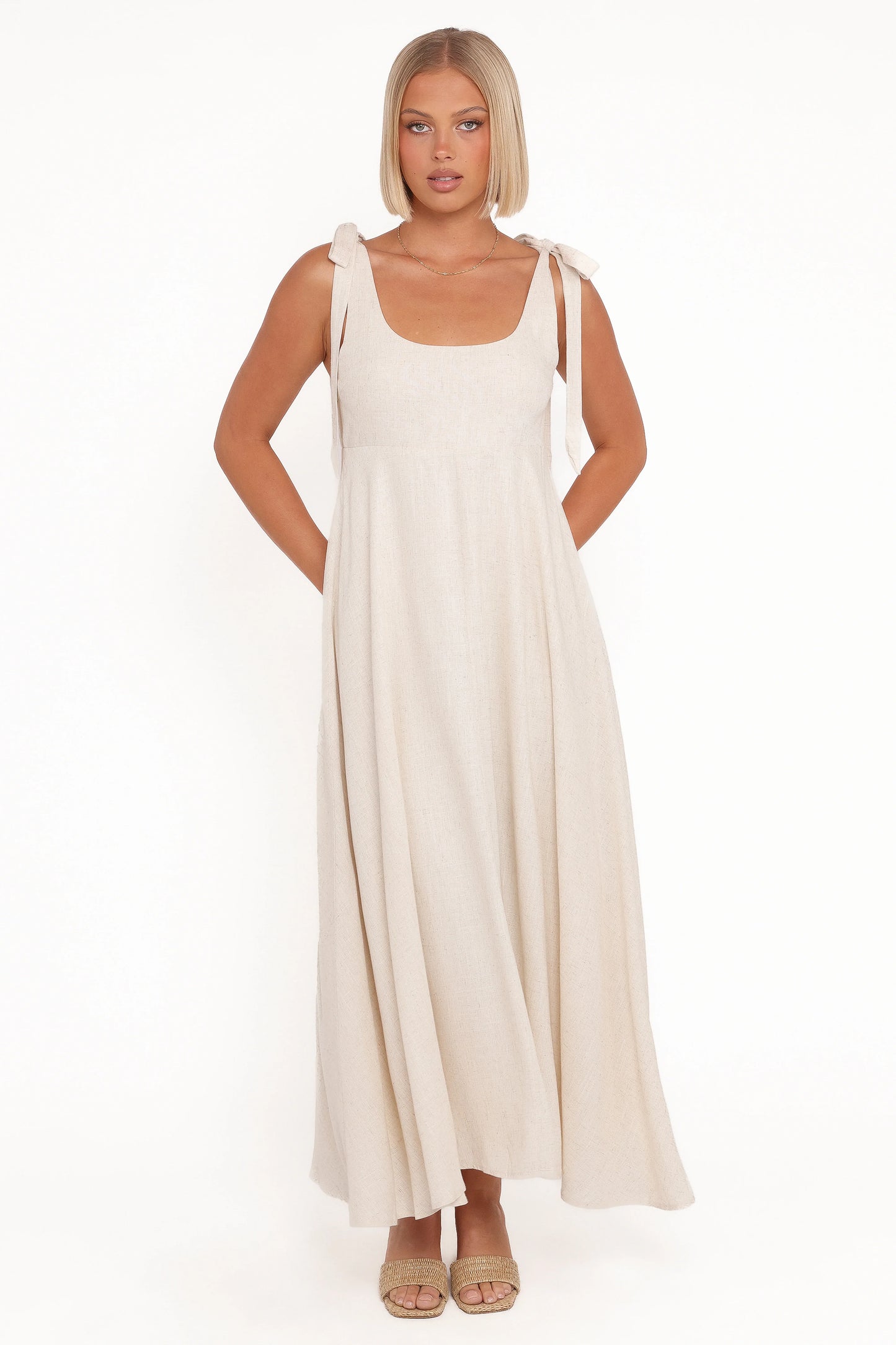 Valara Tie Shoulder Maxi Dress Oatmeal