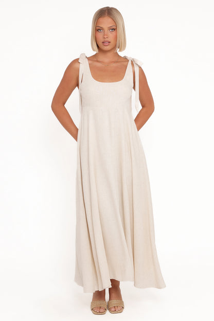 Valara Tie Shoulder Maxi Dress Oatmeal