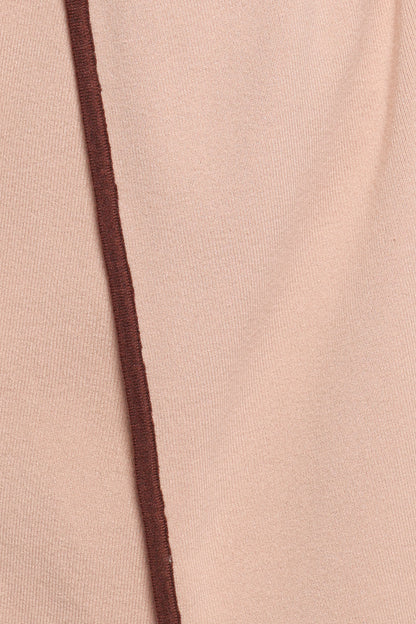 Vallis Contrast Trim Long Cardigan Beige
