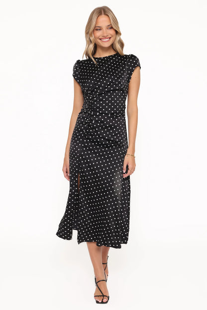 Lisbeth Midi Dress Black Polka Dot