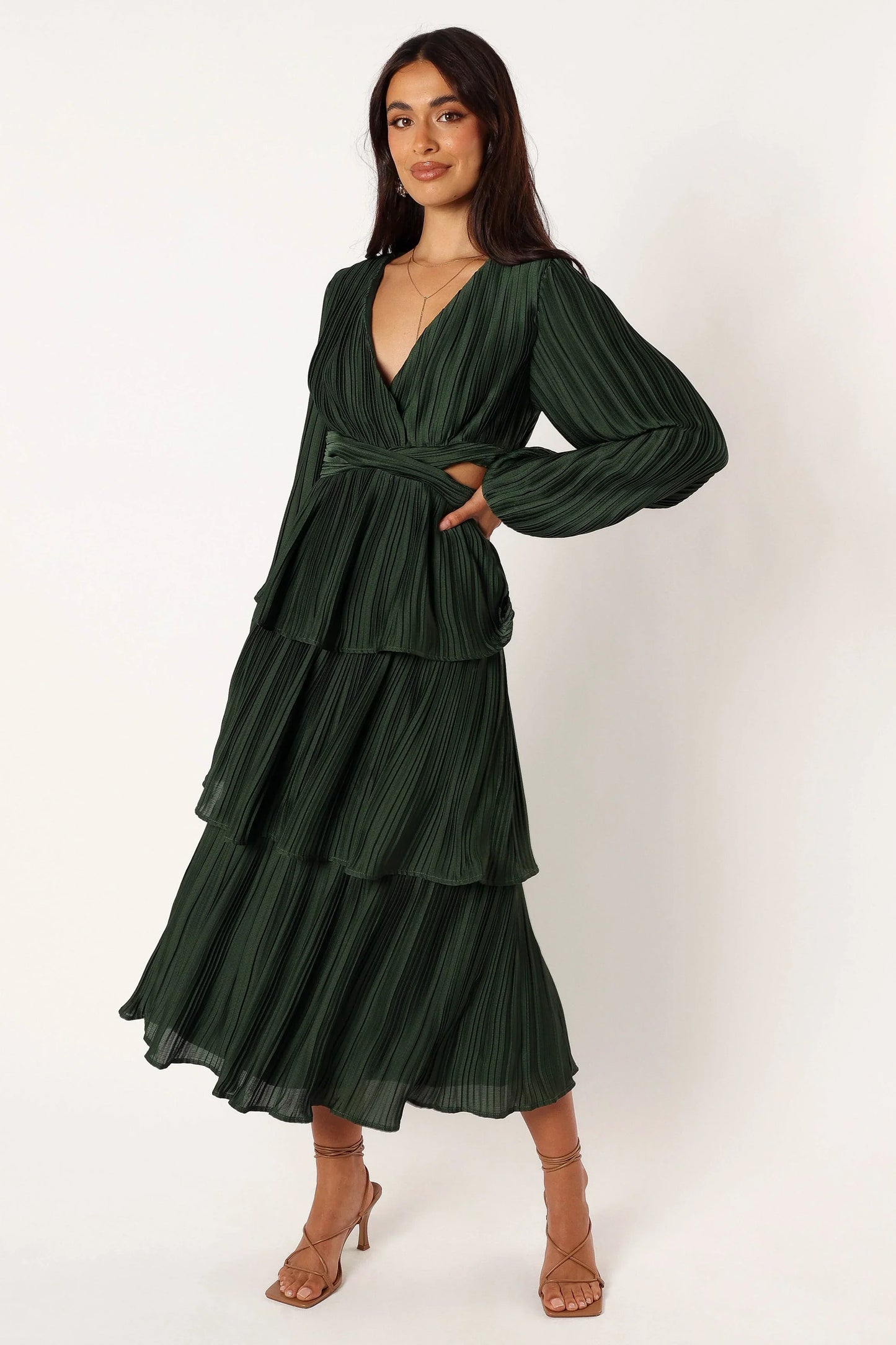 Pippa Long Sleeve Midi Dress Emerald