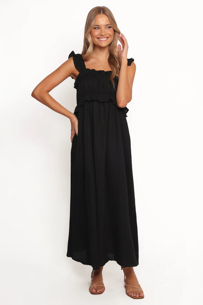 Ross Frill Strap Maxi Dress Black